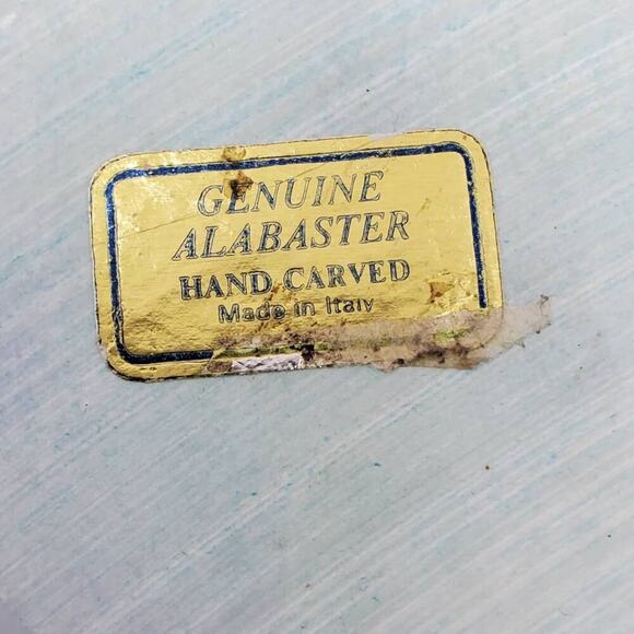 Genuine Hand Carved Alabaster Trinket Bowl - Picture 2 of 4